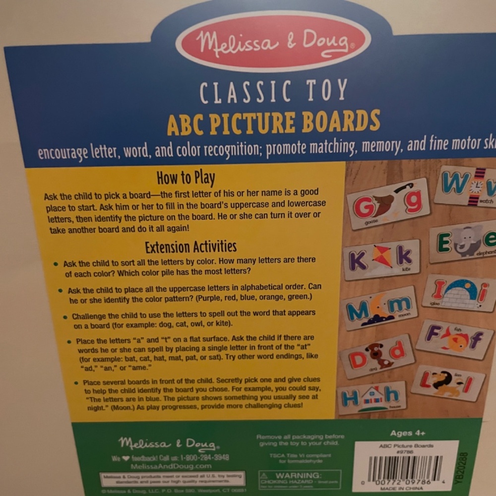 Melissa & Doug ABC Picture Boards - Educational Toy With 13 Double-Sided Wooden - Picture 2 of 7